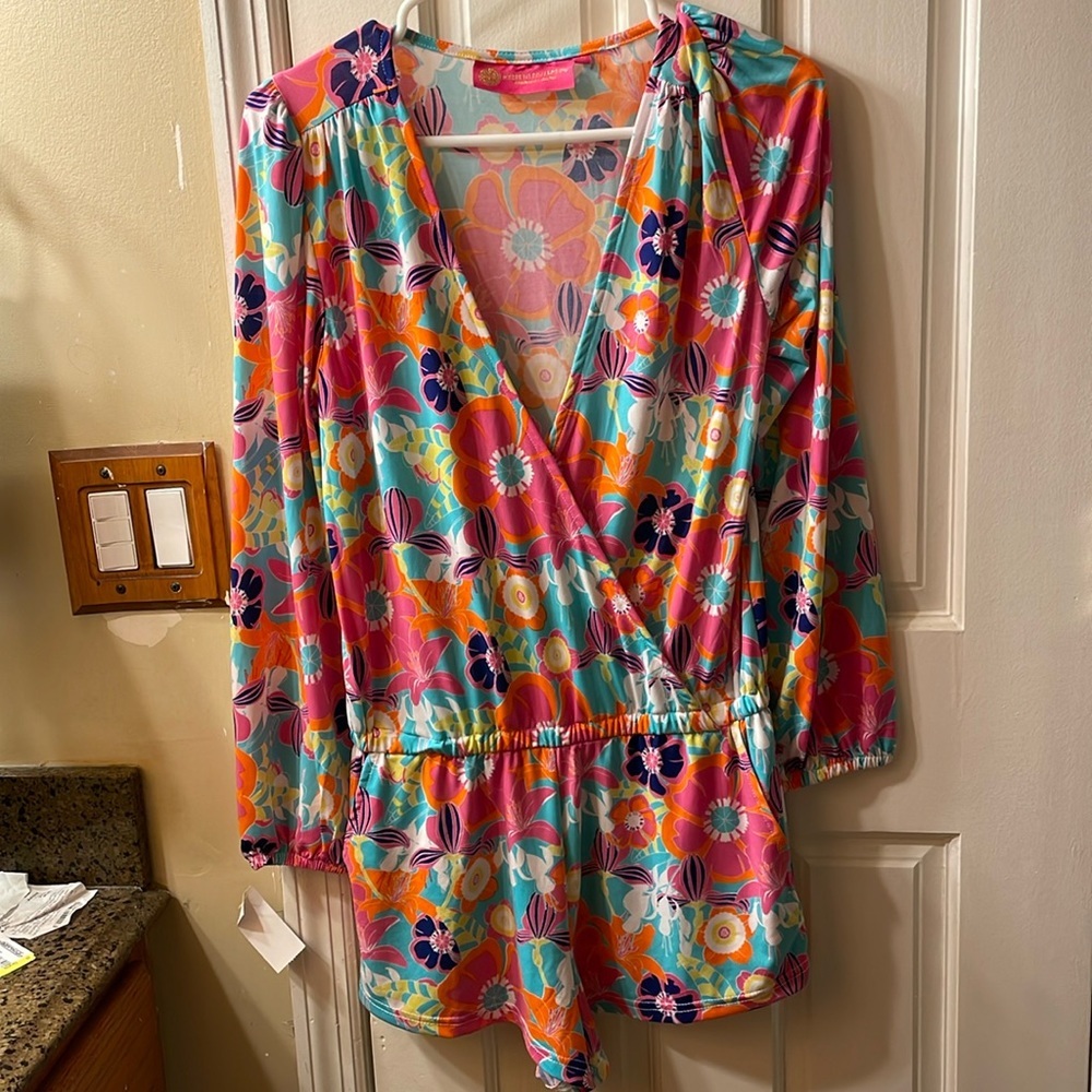 Macbeth Collection Colorful Floral Romper Size Small